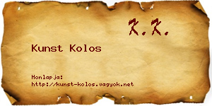 Kunst Kolos névjegykártya